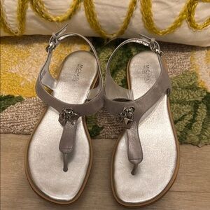 Michael Kors Silver Sandals with Metallic Finish